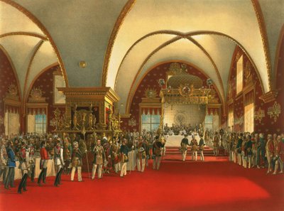 Krönungsbankett von Zar Alexander II. (1856) im Hauptsaal des Facettenpalastes von Georg Wilhelm Timm